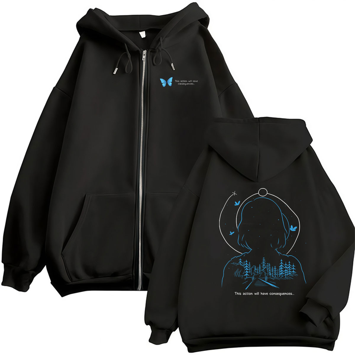Retro Gaming Aesthetic - Game Life Is Strange Print Reißverschluss-Hoodie