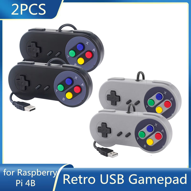 Raspberry Pi Retropie - 2 Stück USB-Gamepad Retro-Gaming-Joystick Kabelgebundener Controller