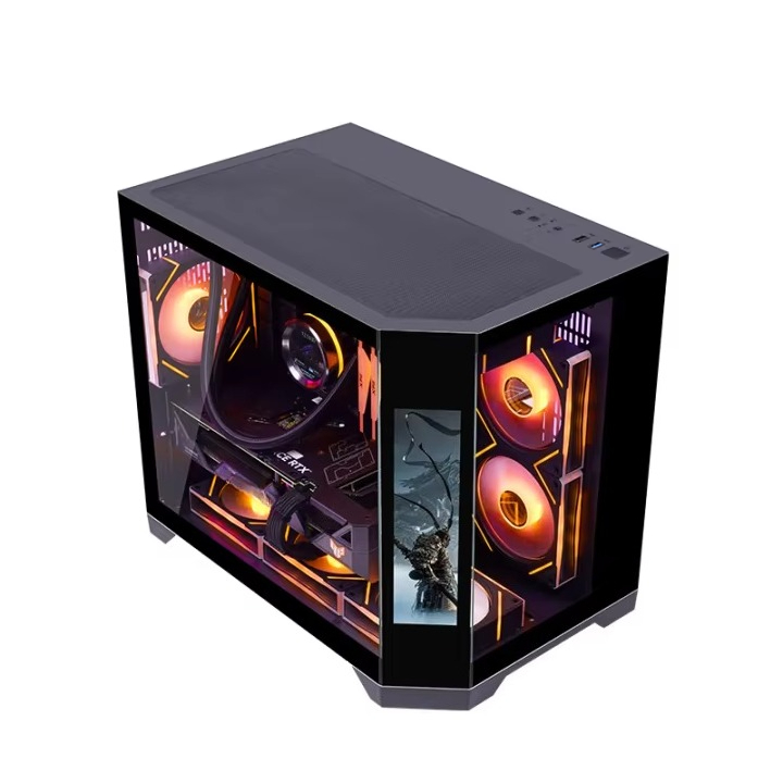 Retro Gaming Pc Case - Lüfterloses Mid-Tower MATX Gamer PC-Gehäuse im
