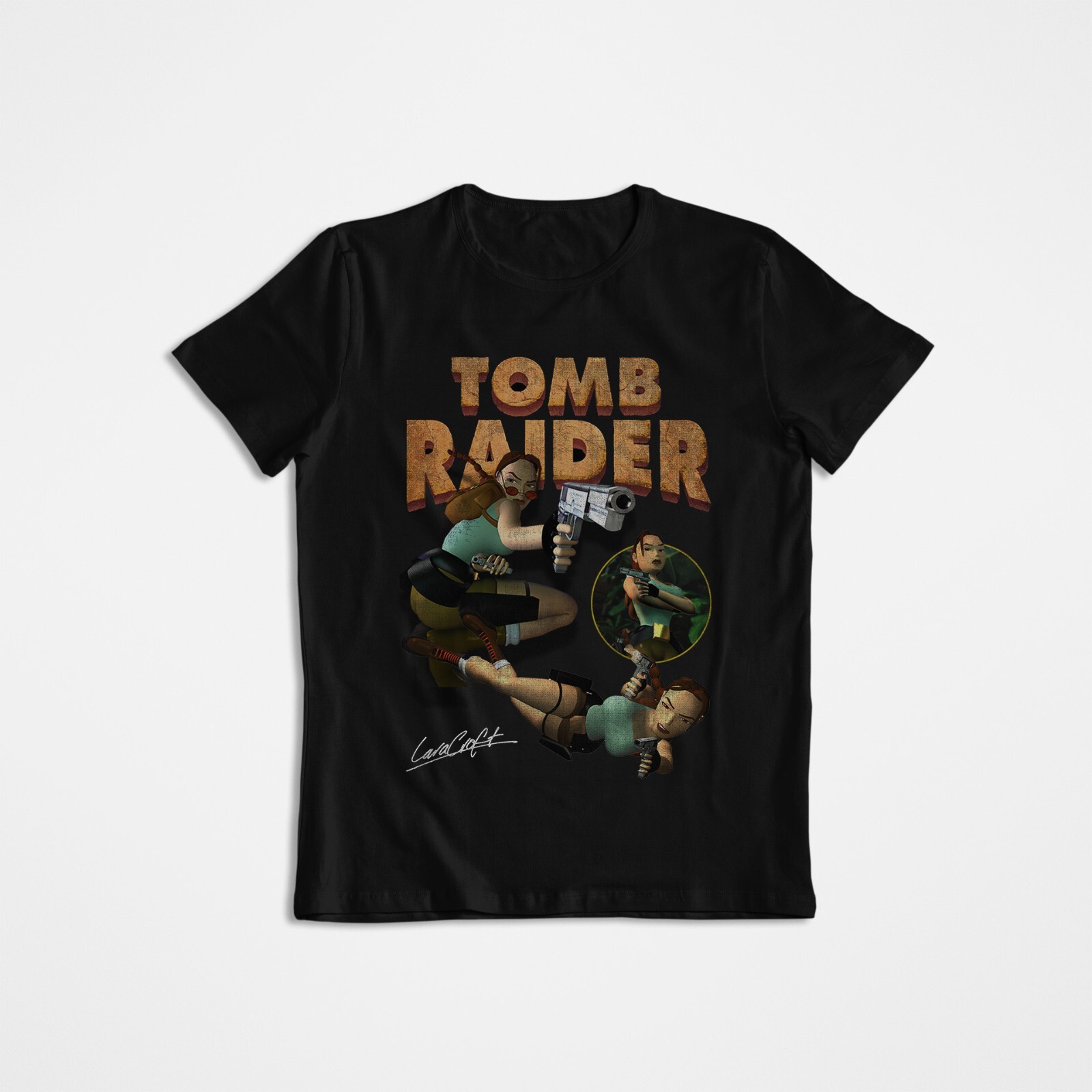 Retro Gaming Shirt - Tomb Raider, Lara Croft, Grafik-T-Shirt, Grafik-T-Shirt,